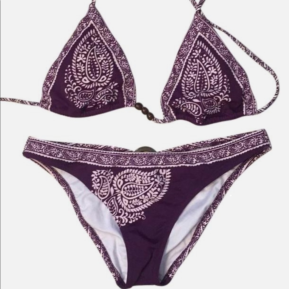 Purple and White Paisley Bikini